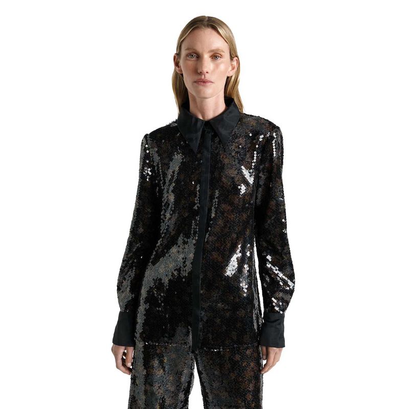 Cue Floral Printed Sequin Shirt image number 0
